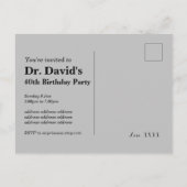 Invitation Carte Postale Anniversaire de naissance du docteur (Dos)