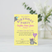 Invitation Carte Postale Anniversaire d'enfant jaune (Debout devant)