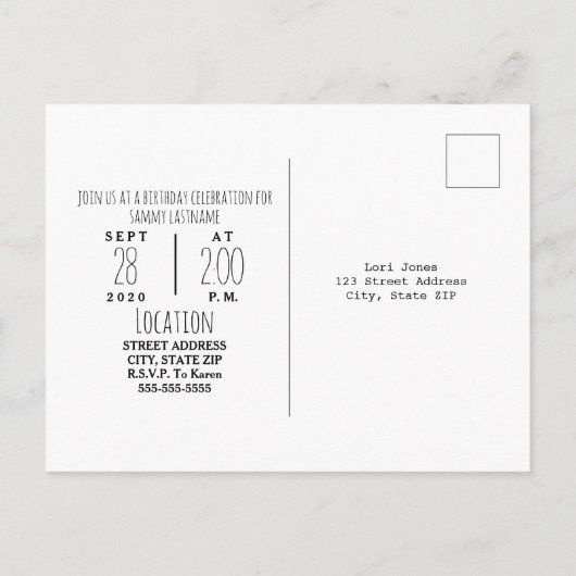 Invitation Carte Postale Anniversaire des cerfs de Camouflage (Dos)