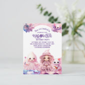 Invitation Carte Postale Anniversaire d'Halloween rose Kawaii (Debout devant)