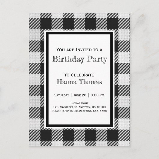 Invitation Carte Postale Anniversaire du buffle noir (Devant)