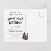 Invitation Carte Postale Anniversaire du château d'aquarelle (Dos)