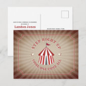 Invitation Carte Postale Anniversaire du cirque vintage (Devant / Derrière)