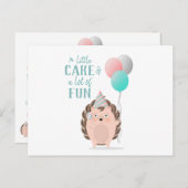 Invitation Carte Postale Anniversaire du Hérisson mignon (Devant / Derrière)