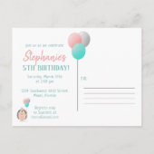 Invitation Carte Postale Anniversaire du Hérisson mignon (Dos)