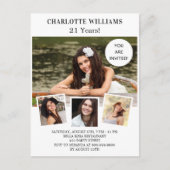 Invitation Carte Postale Anniversaire fête blanche rose or collage photo (Devant)