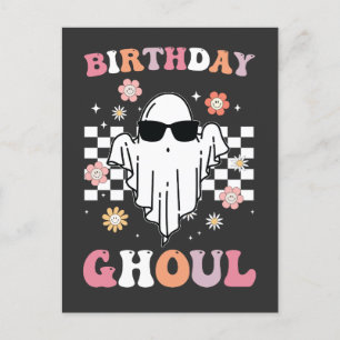 Invitation Carte Postale Anniversaire Ghoul Ghost Halloween Super Retro