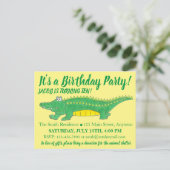 Invitation Carte Postale Anniversaire Jaune Alligator Vert Crocodile (Debout devant)