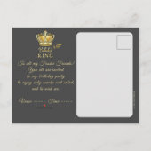 Invitation Carte Postale Anniversaire King Gold Couronne Royal Monogramme L (Dos)