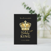 Invitation Carte Postale Anniversaire King Gold Couronne Royal Monogramme L (Debout devant)