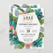 Invitation Carte Postale Anniversaire Luau Palm Tropical Feuilles & Monster (Devant / Derrière)