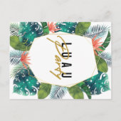 Invitation Carte Postale Anniversaire Luau Palm Tropical Feuilles & Monster (Dos)