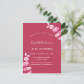 Invitation Carte Postale Anniversaire magenta blanc eucalyptus (Debout devant)