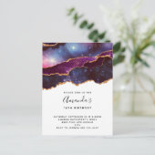 Invitation Carte Postale Anniversaire Moderne Espace Bleu & Violet & Étoile (Debout devant)