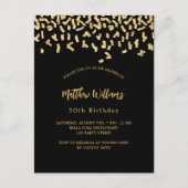 Invitation Carte Postale Anniversaire noir confetti (Devant)