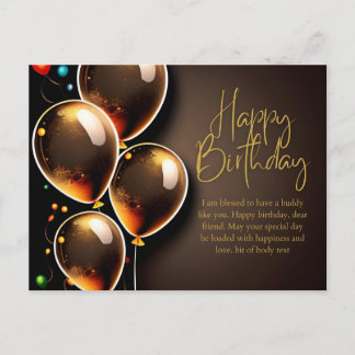 Invitation Carte Postale Anniversaire Noir et Or