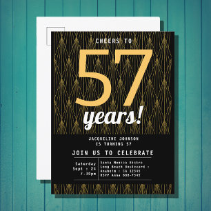 Invitation Carte Postale Anniversaire Noir Et Or