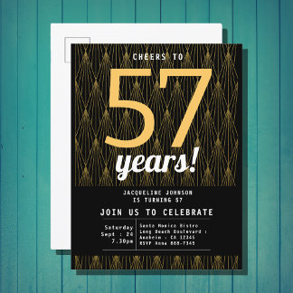 Invitation Carte Postale Anniversaire Noir Et Or