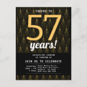 Invitation Carte Postale Anniversaire Noir Et Or (Devant)