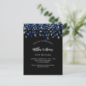 Invitation Carte Postale Anniversaire noir marine bleu confetti (Debout devant)