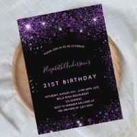 Anniversaire noir violet parties scintillant pouss