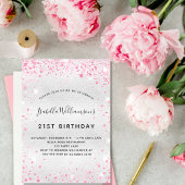 Invitation Carte Postale Anniversaire parties scintillant rose argent scint