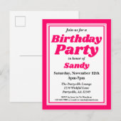 Invitation Carte Postale Anniversaire rose classique pour adultes (Devant / Derrière)