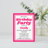 Invitation Carte Postale Anniversaire rose classique pour adultes (Debout devant)