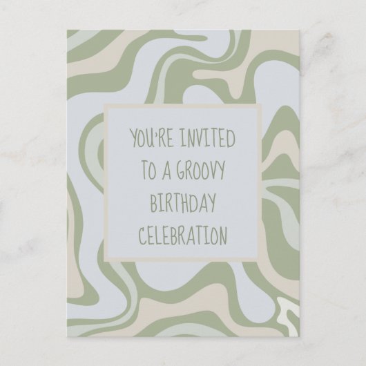 Invitation Carte Postale Anniversaire super à Sage Green (Devant)