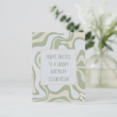 Invitation Carte Postale Anniversaire super à Sage Green (Debout devant)