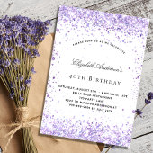 Invitation Carte Postale Anniversaire violet lavande parties scintillant sc