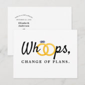 Invitation Carte Postale Annonce de changement de date de mariage Whoops (Devant / Derrière)