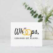 Invitation Carte Postale Annonce de changement de date de mariage Whoops (Debout devant)