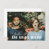 Invitation Carte Postale Annonce de mariage intime en format réduit avec ph (Devant / Derrière)