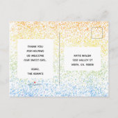 Invitation Carte Postale Annonce de naissance Bébé Arc-en-ciel (Dos)