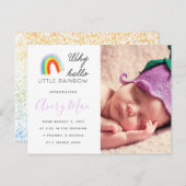 Invitation Carte Postale Annonce de naissance de bébé arc-en-ciel (Devant / Derrière)