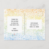 Invitation Carte Postale Annonce de naissance de bébé arc-en-ciel (Dos)