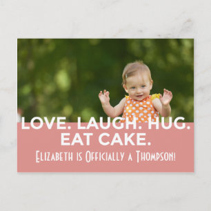 Invitation Carte Postale Annonces d'adoption rose brillant