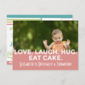 Invitation Carte Postale Annonces d'adoption rose brillant (Devant / Derrière)