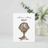 Invitation Carte Postale Antique Globe, White BG RSVP (Debout devant)