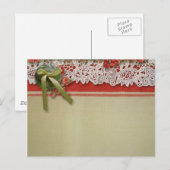 Invitation Carte Postale Antique Rose dentelle Rustique Rouge Victorien Bur (Devant / Derrière)