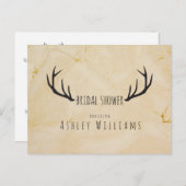 Invitation Carte Postale Antlers De Cerfs Rustiques Chaussure Mariale manus (Devant / Derrière)