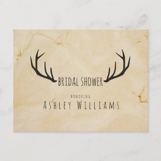 Invitation Carte Postale Antlers De Cerfs Rustiques Chaussure Mariale manus (Devant)