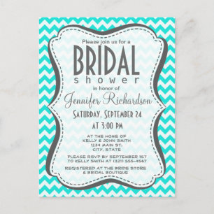 Invitation Carte Postale Aqua Color Chevron; zig zag