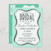 Invitation Carte Postale Aquamarine Chevron ; zig zag (Devant / Derrière)