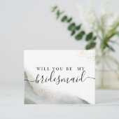 Invitation Carte Postale Aquarelle Abstraite Pinceau vert et or (Debout devant)