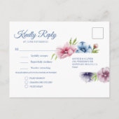 Invitation Carte Postale Aquarelle Anémone Fleur Mariage RSVP (Dos)