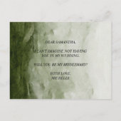 Invitation Carte Postale Aquarelle Arbre de pin vert d'hiver et fleurs blan (Dos)