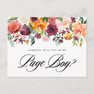 Invitation Carte Postale Aquarelle Autumn Blooms Vous Serez Mon Page Boy