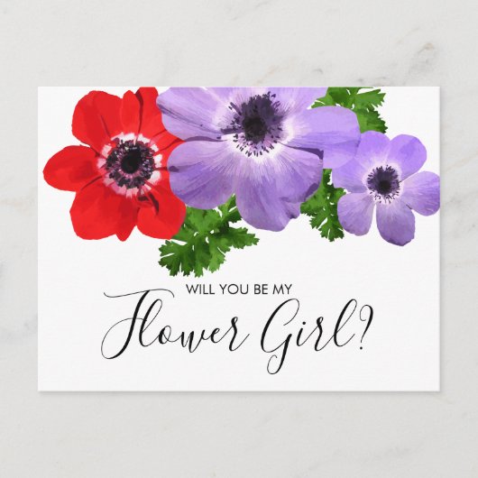 Invitation Carte Postale Aquarelle Be My Flower Girl Bridesmaid Postcard (Devant)